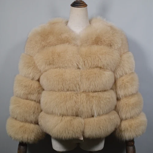 beige yellow Женское качественное натуральное пальто с лисьим мехом натуральный мех лисы куртка короткое зимнее меховое пальто с лисьим мехом с фабрики - Цвет: beige yellow