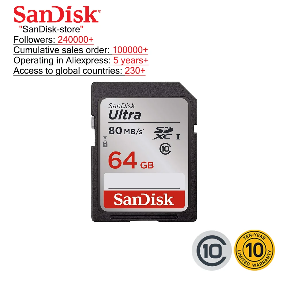 SD карта памяти SanDisk Ultra класс 10 16 128 ГБ|Карты памяти| |