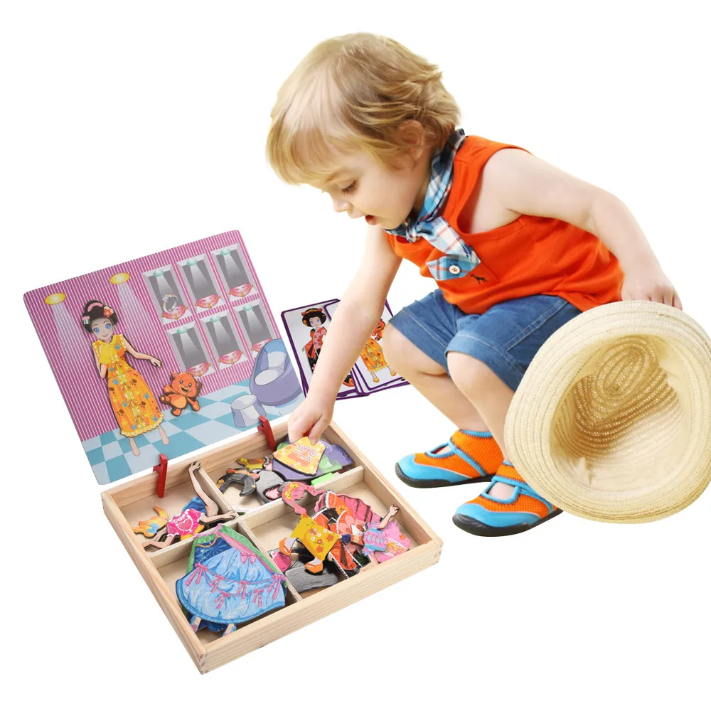 Детские игрушки Diy Двойные магнитные головоломки деревянные Sketchpad обучающая