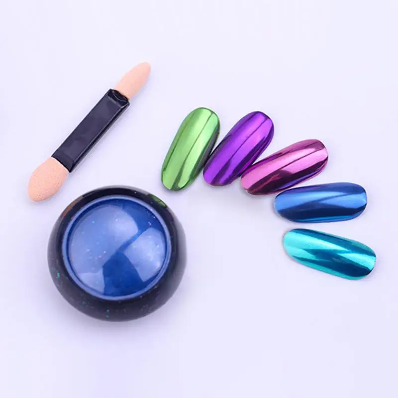 Металлическая зеркальная блестящая пудра для ногтей неоновая жемчужная