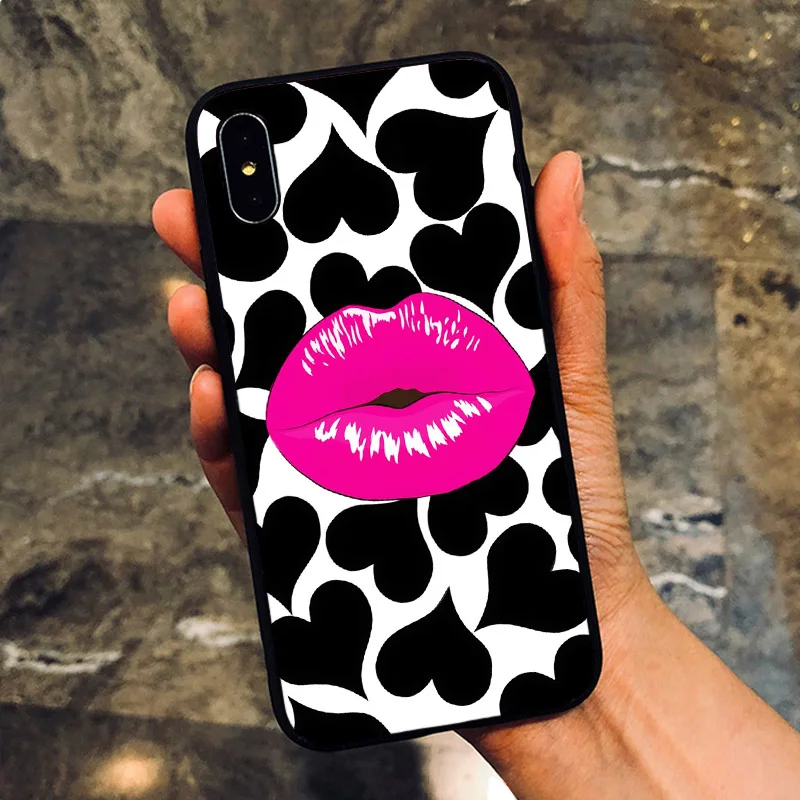 

Mobile Phone Case Sexy Red lips Kisses Shell For Iphone 11 Pro 12 13 Mini XS Max 7 8 Plus 6 XR X SE 2020 5 6S luxury Hard Cover