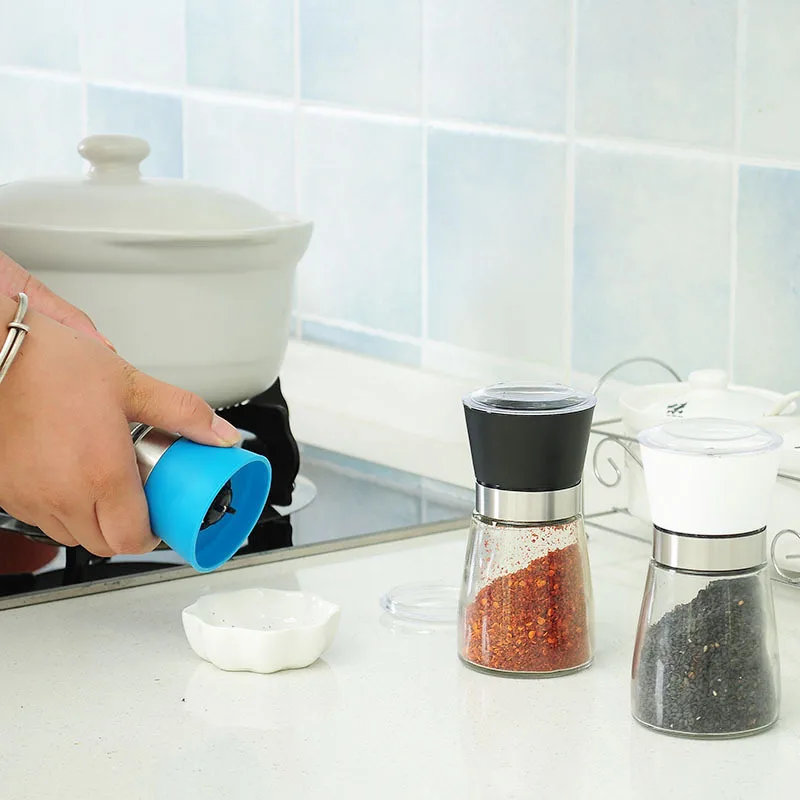 

Multifunctional Kitchen Glass Cruet Manual Pepper Black Pepper Grinder Sesame Grater Glass Various Seasoning Storage Cruet