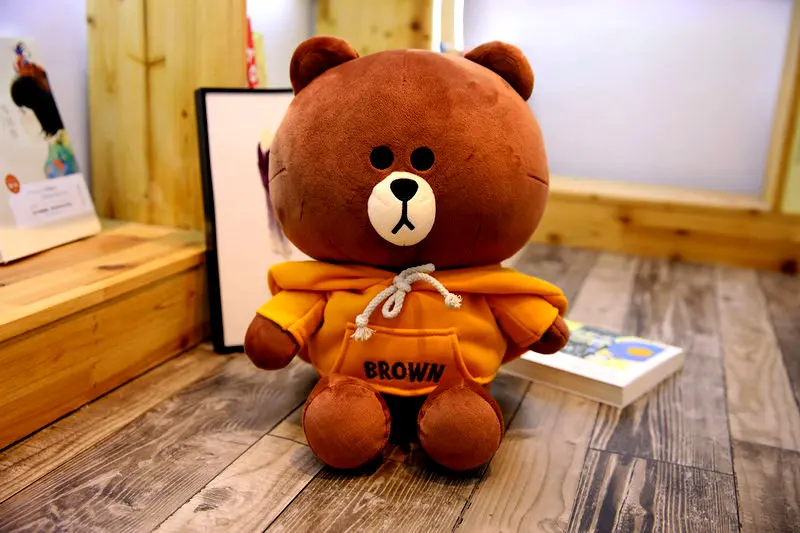yellow Корейский коричневый плюшевый медведь толстовка костюм плюшевые игрушки плюшевые Мультяшные фигурки Корея друг Медведь одежда мягкие игрушки для детей - Цвет: yellow