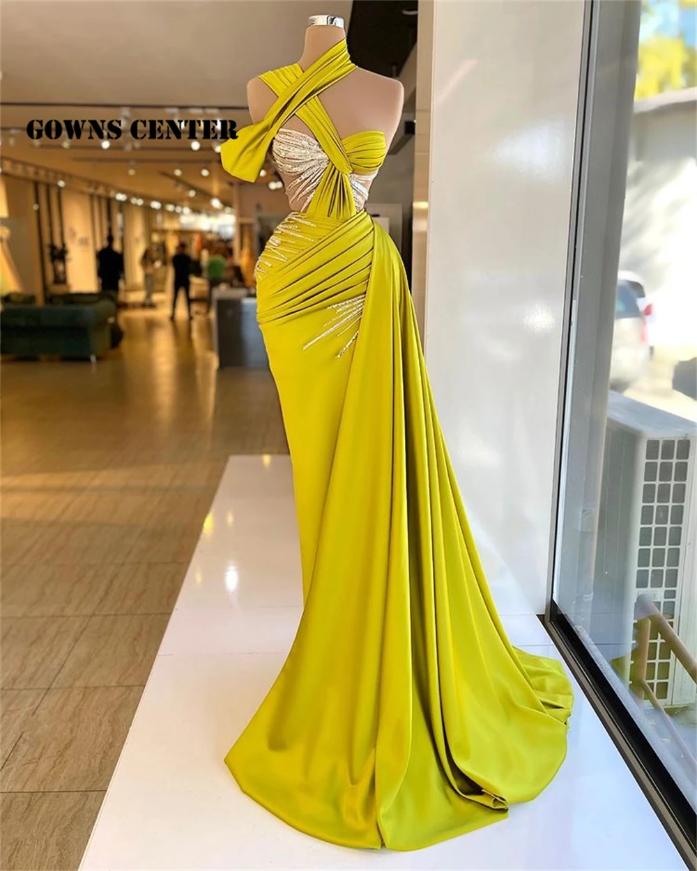 

Elegant Evening Dresses Mermaid Formal Dress Women Slit Prom Gowns Beaded Wedding Party Gown robe de fiesta