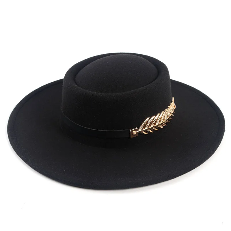

Wide Brim Felt Hat Winter Fedoras For Women 2021 Autumn Ladies Bowler Hat floppy Women's Fedora Chapeau Femme Jazz Cap Black