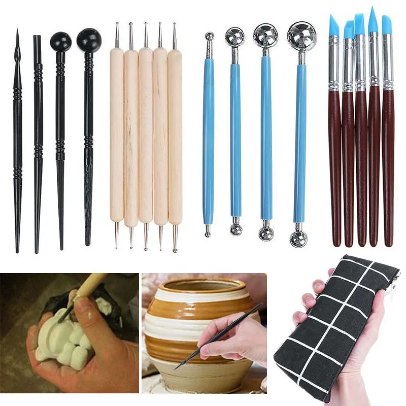 

18pcs DIY Carvers Clay Sculpture Carving Pottery Tool Polymer Modeling Ceramic Detail Sculpting Craft Shaper Painting Supplies