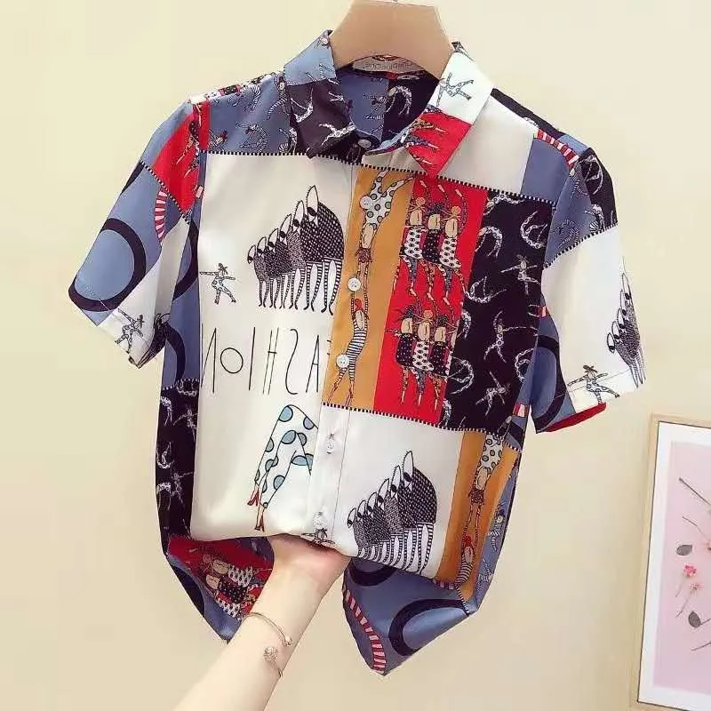 Летняя шифоновая рубашка с цветочным рисунком для студентов nv duan xiu Кружевная