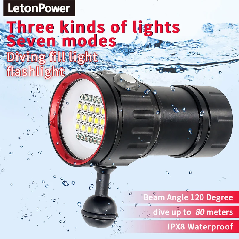NEW LED Diving Light Highlight Torch  20000Lumens Tactical Diving Flashlight Underwater 100M Waterproof  Video  Camera Light