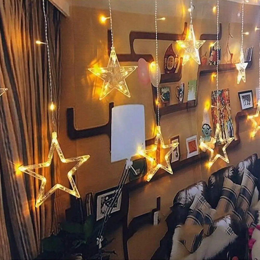 

LED String Lights Pentagram Star Curtain Light Fairy Wedding Birthday Christmas Lighting Indoor Decoration Light 220V IP44