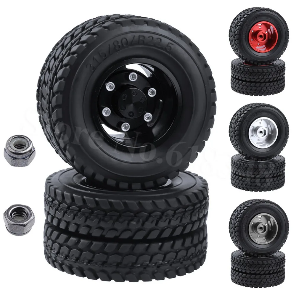 2 шт./лот двойные алюминиевые колеса и шины для Тамия 1/14 RC тракторов прицепов