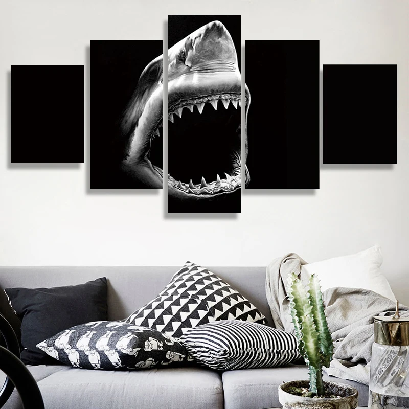 

5 Piece Posters and Prints Wall Art Canvas Painting Decorative shark Picture Modern Home Decor