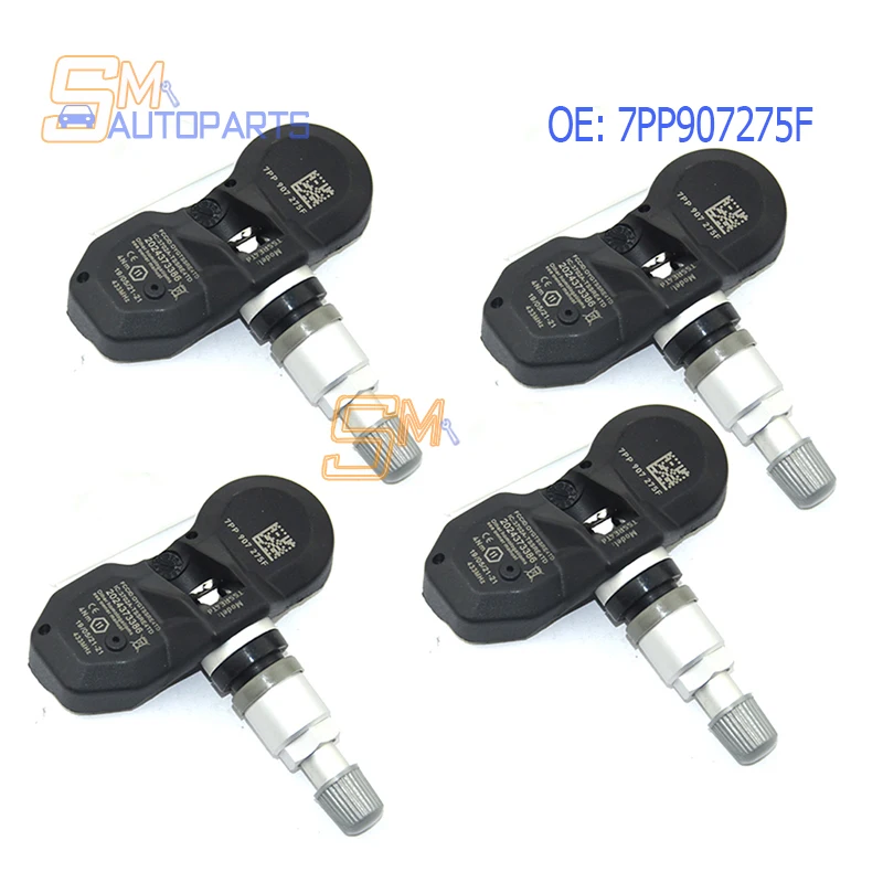 Датчик давления в шинах TPMS, 4 шт., 7PP907275F, для Audi A4, A6, A8, Q7, R8, 4F0907275D, 7PP907275B, 7PP907275D, 433 МГц