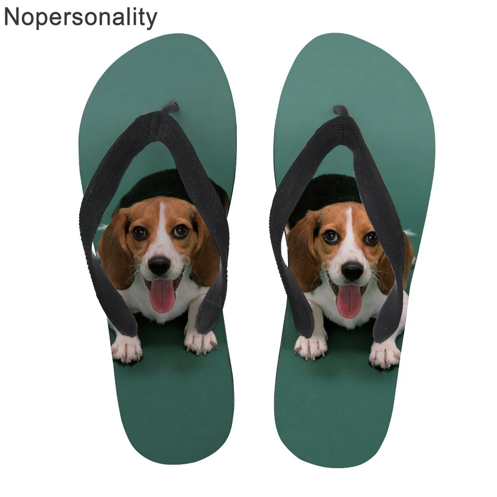 

Nopersonality Beagle Dog Print Summer Flipflops Women Animals Design Flat Slippers Shoes Non-slip Casual Ladies Beach Slippers