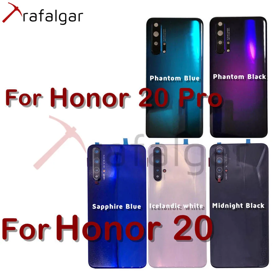 Для huawei Honor 20 крышка батареи Задняя стеклянная панель двери корпус чехол для Honor 20 Pro Задняя стеклянная крышка+ объектив камеры+ клей