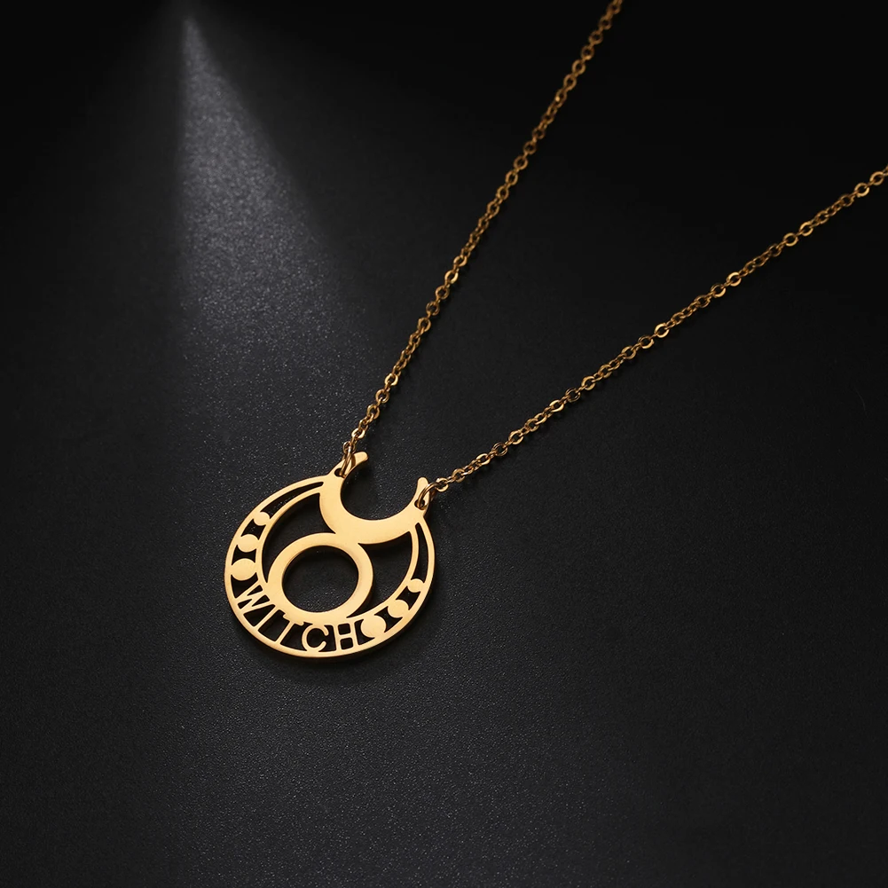 Ожерелье Cazador с подвеской Ведьма и Луна ожерелье из нержавеющей стали для