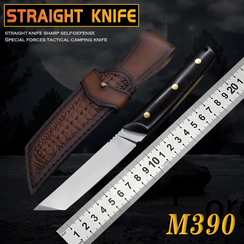 

M390 New Straight Knife Outdoor Rescue Camping Hunting Self-Defense Tactics Survival Practical High Hardness Edc Window Breaker
