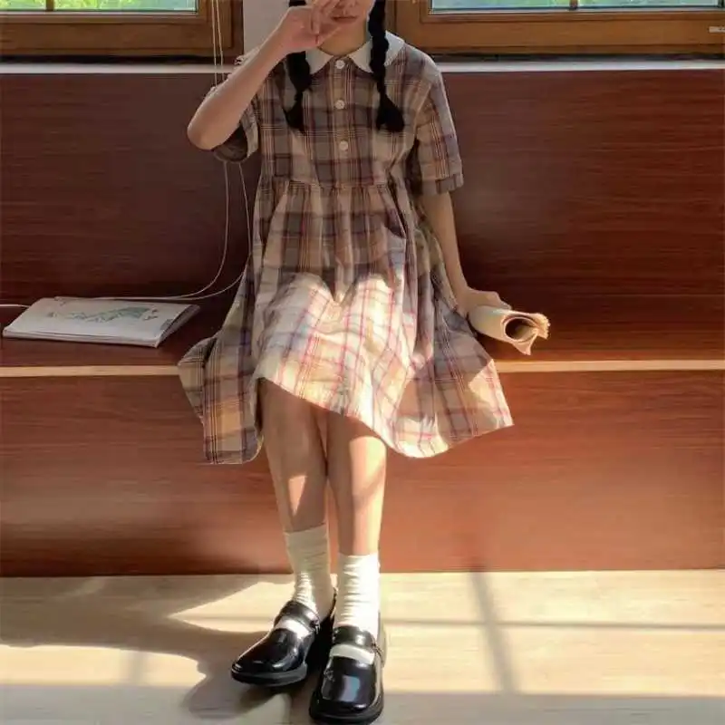 Клетчатое платье с воротничком для куклы 2021 новый французский Стиль Ретро