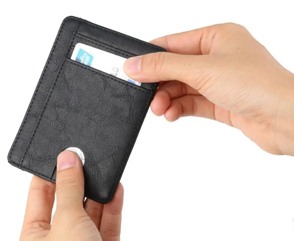 Тонкий кожаный кошелек с блокировкой RFID держатель для кредитных карт чехол денег