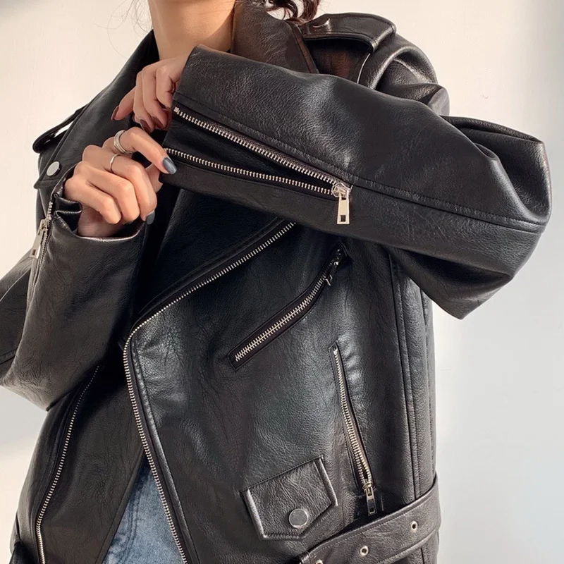 New PU leather clothes spring and autumn 2020 women's short slim motorcycle jacket slim coat Korean fashion enlarge