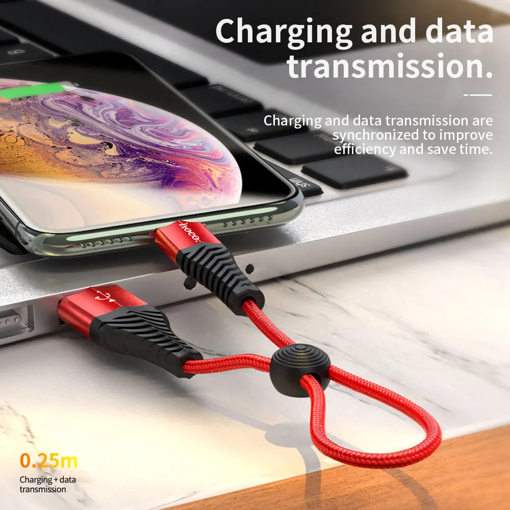 USB-кабель HOCO нейлоновый для быстрой зарядки и мобильный телефон Apple iphone 11 Pro X XR XS Max