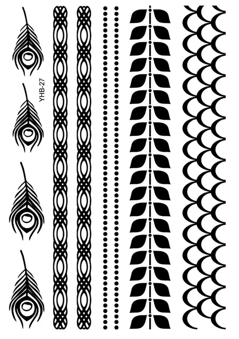 Дополнительные 4 стиля пикантные кружевные наклейки черная хна временная