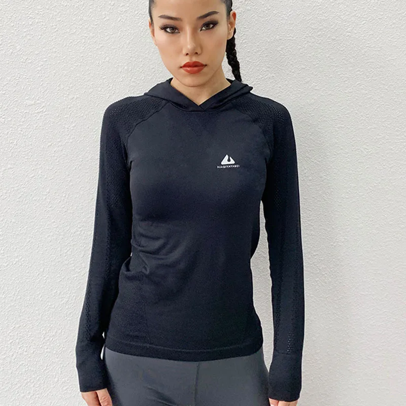 SALSPOR женские рубашки для йоги фитнеса спорта эластичные с длинным рукавом