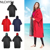 waterproof surf changing robe outdoor coat fleece lined jacket keeping warm dry oversized poncho coat for swimming surfing beach