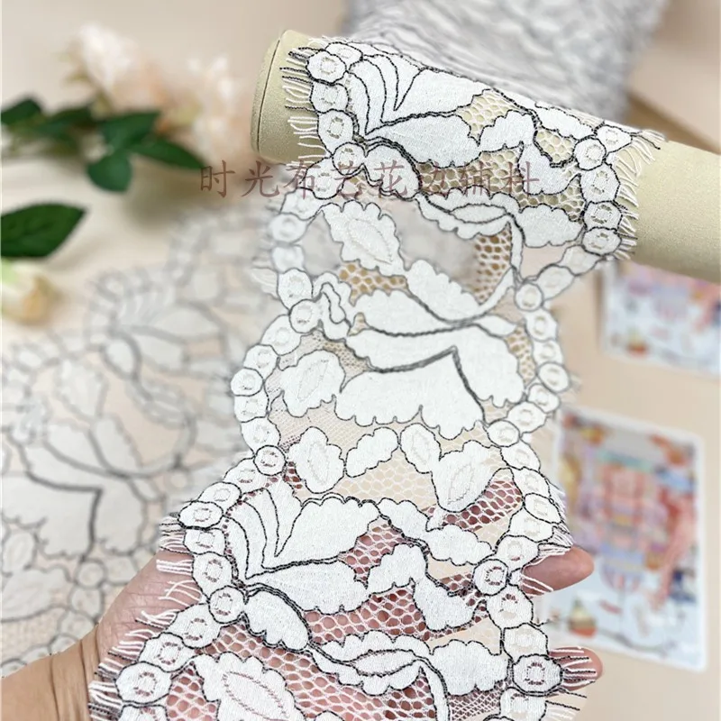 Индивидуальная цена 3 метра ширина 13 см черно-белая кружевная ткань мягкий