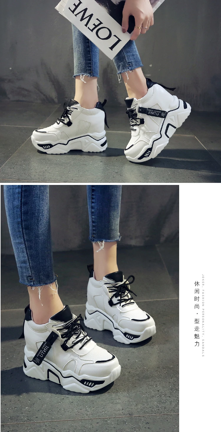 Womens Sneakers Trainers Platform Wedges Chunky Sneakers Black Sneakers Women Casual Shoes Woman Baskets chaussures femme