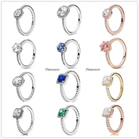 authentic 925 sterling silver elegance rings with round crystal rings for women wedding party europe pandora jewelry