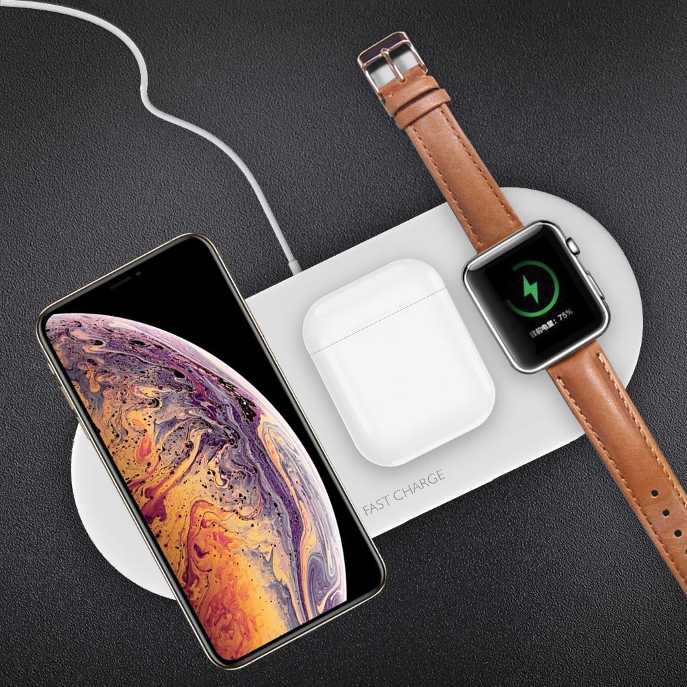 Qi 3в1 Беспроводное зарядное устройство 10 Вт для iPhone 11/Pro/Max зарядное устройство для iwatch зарядное устройство подставки для Airpods pro Зарядное устройство Док-станция держатель
