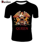 Мужская футболка с принтом Queen Rock Band, черная футболка с принтом, уличная одежда, размеры 4XL, 2019