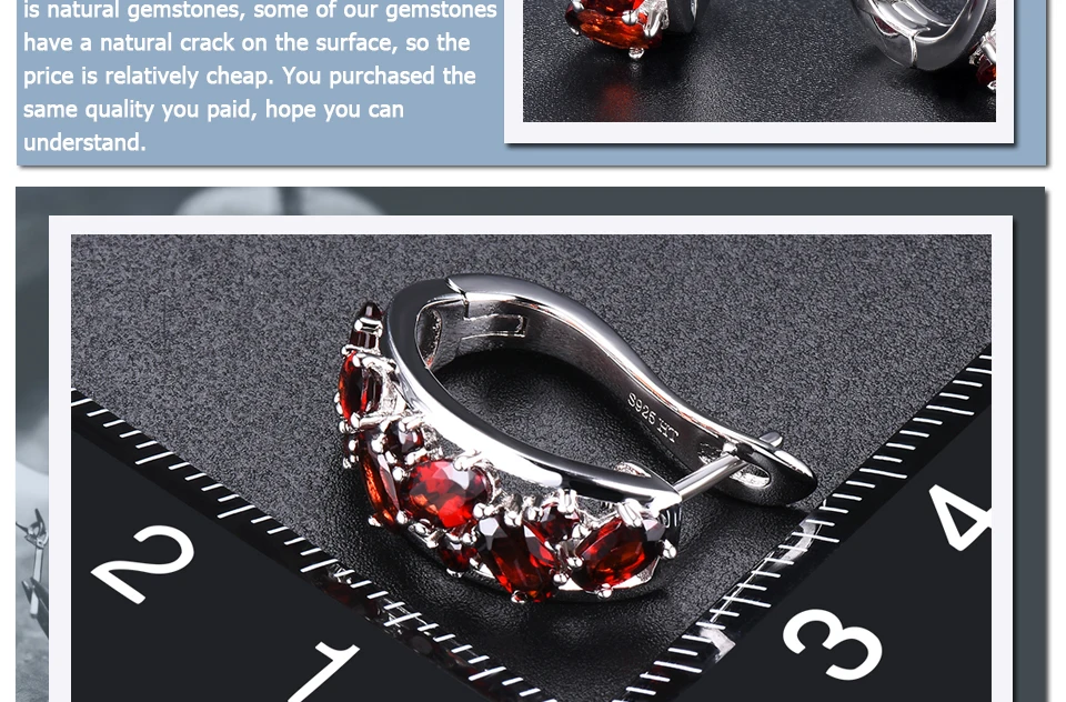 Hutang 0.9ct натуральный гранат женские серьги-кольца твердые 925 пробы серебряные ювелирные изделия с красным драгоценным камнем элегантный дизайн Новое поступление