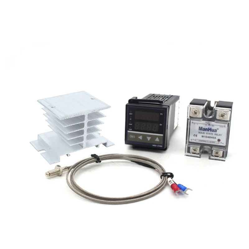 Цифровой PID контроллер температуры ManHua MEX-C100 REX C100 термостат+ 40DA SSR реле+ K термопара 1 м Зонд RKC