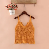 new fashion v neck hollow out pure color beach lace vest holiday summer sexy top women tanks camis streetwear