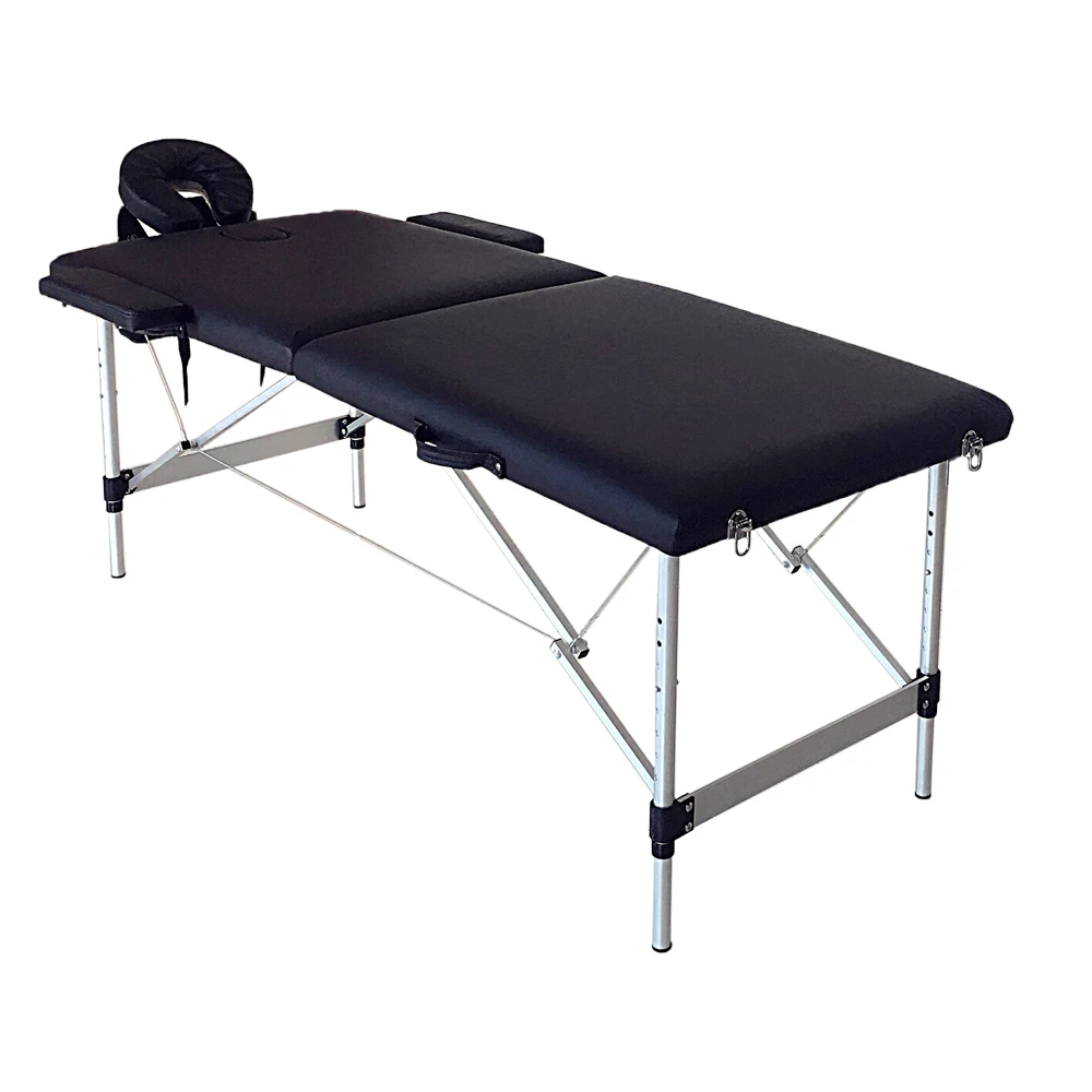 

2 Sections Folding Portable SPA Bodybuilding Massage Table Black
