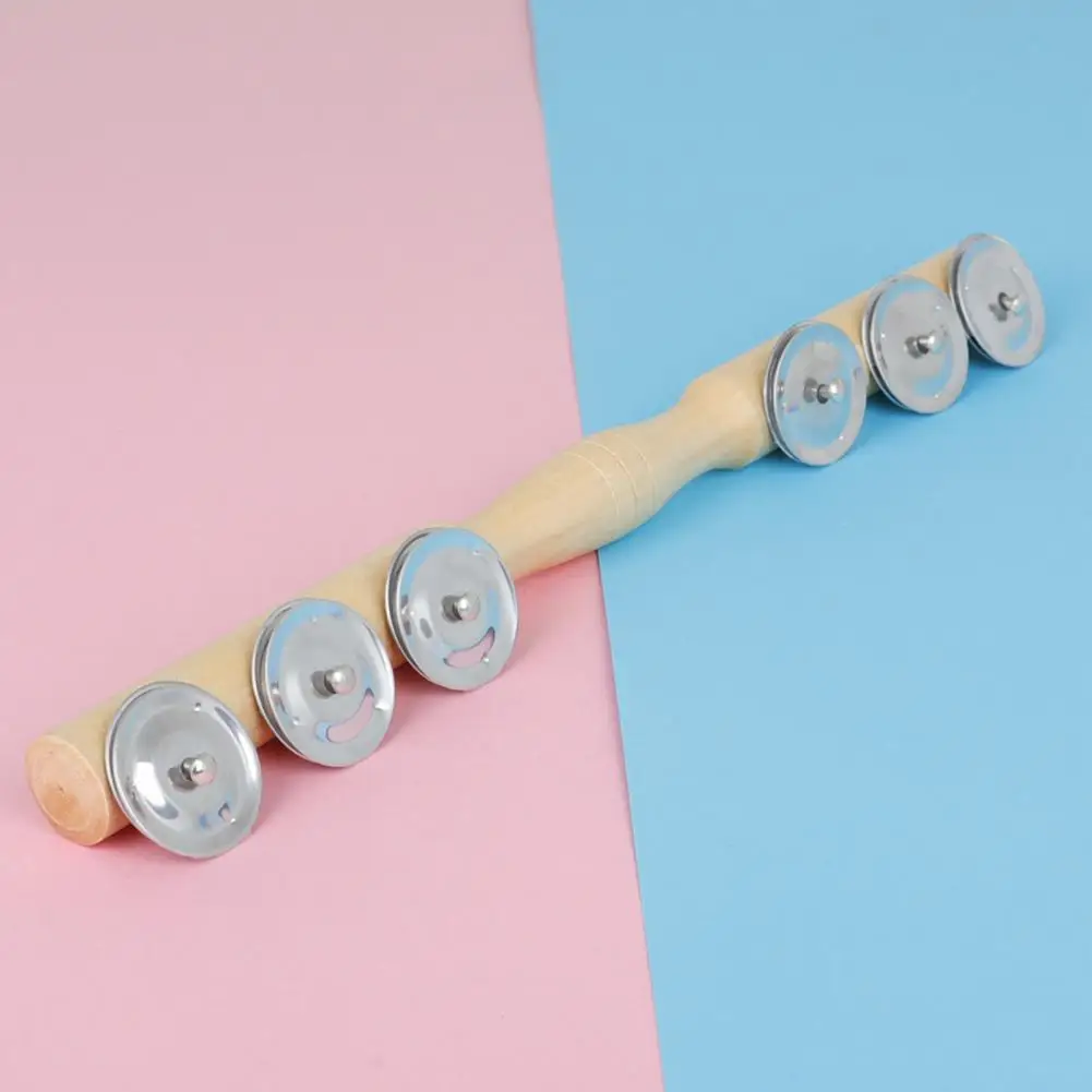 

Children Musical Toy Hand Bell Rattle Shaker Percussion Instruments Single Row Wooden Six-Bell-Board Cymbals