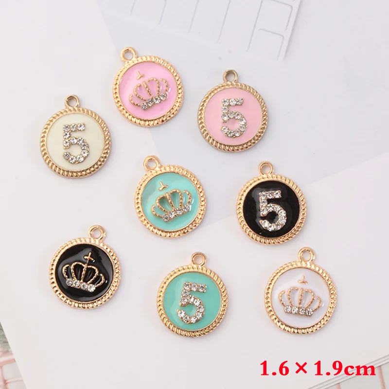 10 шт./упак. Корона Эмаль Подвески номер пять для серьги Браслеты &quotсделай сам&quot