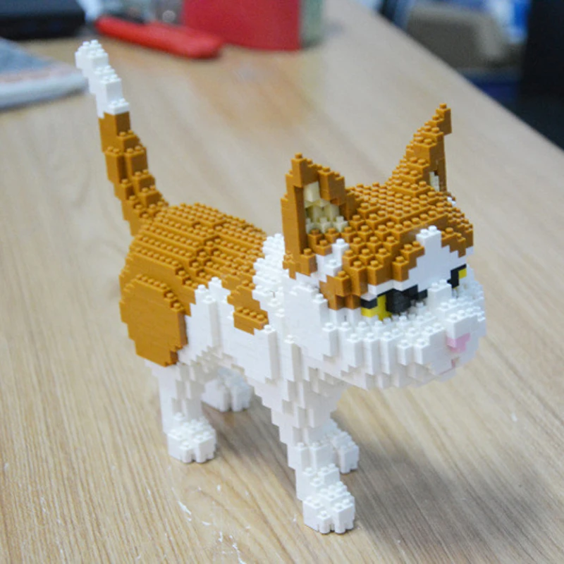 16037 персидская кошка желтая котенка животное домашнее 3D модель DIY Мини Алмазные
