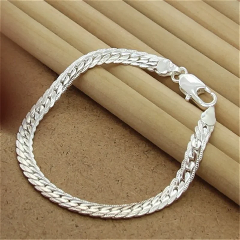 

High Quality Bracelet 8 Inch 5MM Flat Snake Chain Bracelet For Men & Women Party Charm Jewelry Gift wholesale