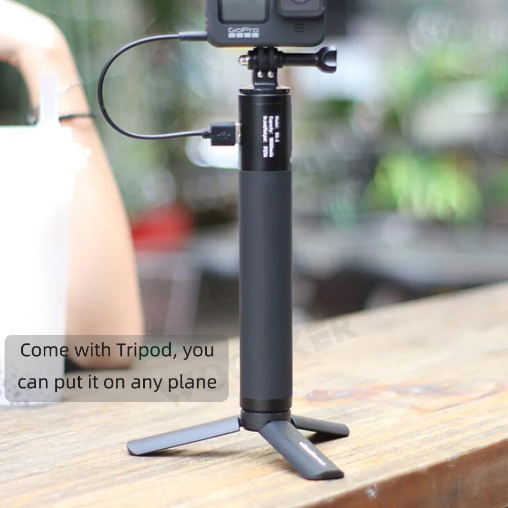 

10000mAh Battery Power Bank Hand Grip with Tripod Type-C Dual Charging Ports BG-3 for Smartphone DSLR GoPro 9/8/7/6/5