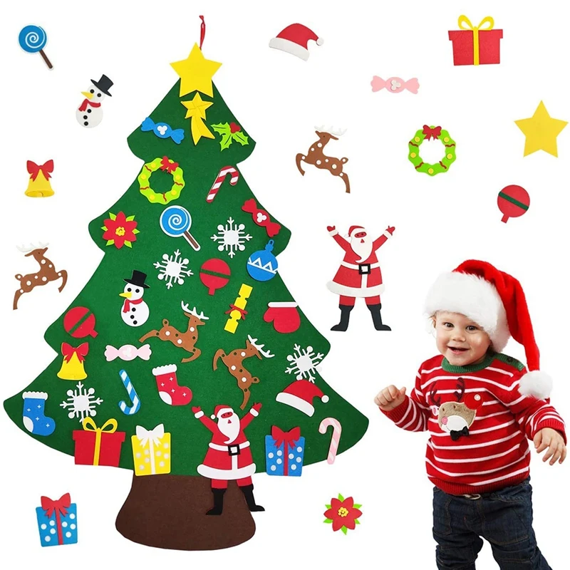 Felt Christmas Tree For Kids Toddlers Children DIY Xmas Wall Hanging Home Door Decorations | Дом и сад