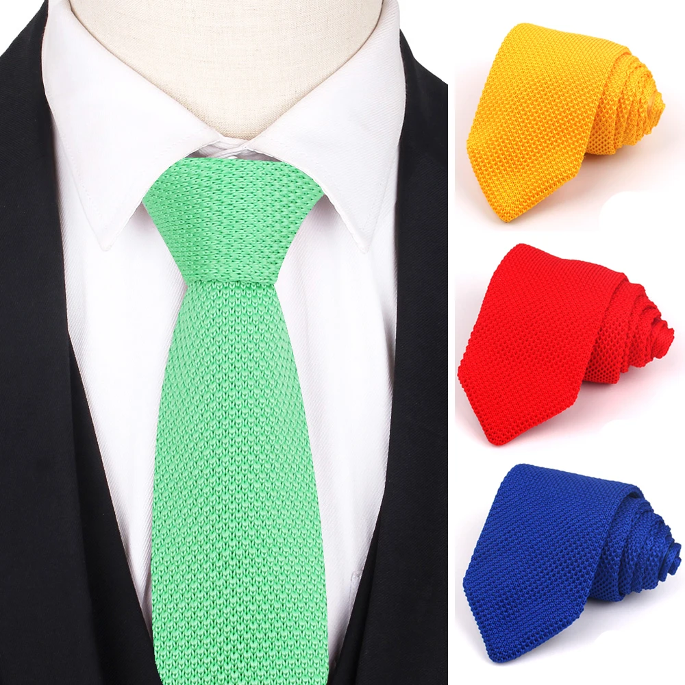 Однотонные Вязаные Галстуки для мужчин и женщин, Повседневные вязаные галстуки для мужчин, тонкие галстуки 7 см, костюмы конфетных цветов, г...