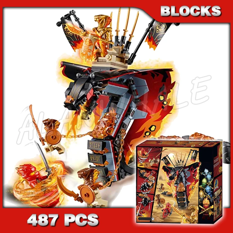 

487pcs Fire Fang Snake Armor Shield Destroyer Scimitar 11329 Figure Building Blocks Children Gifts Compatible With Model