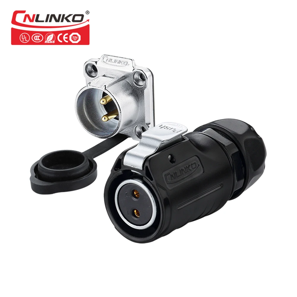 

CNLINKO 2 Pin Automotive Waterproof IP67 Connector 2Pin M20 20A Power Female Plug&Socket Cable Wire 14AWG Soldering Connectors