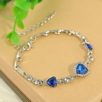 hottest womens bracelet ladies crystal rhinestone bangle ocean blue bracelet chain heart jewelry for women party gifts