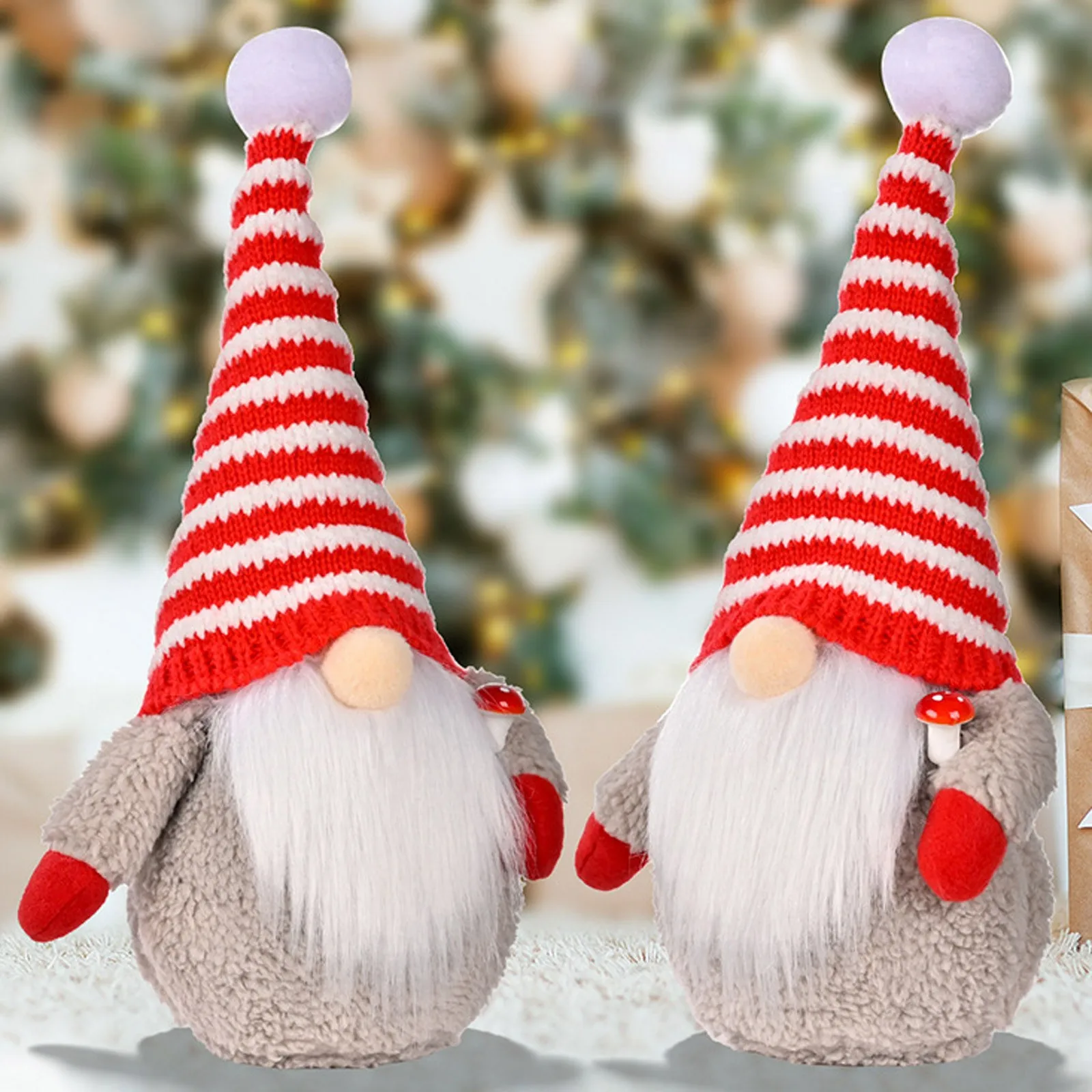 

Christmas Decoration Christmas Rudolph Doll Ornaments Red and White Striped Knitted Hat Dwarf Doll Decoration Home Decor