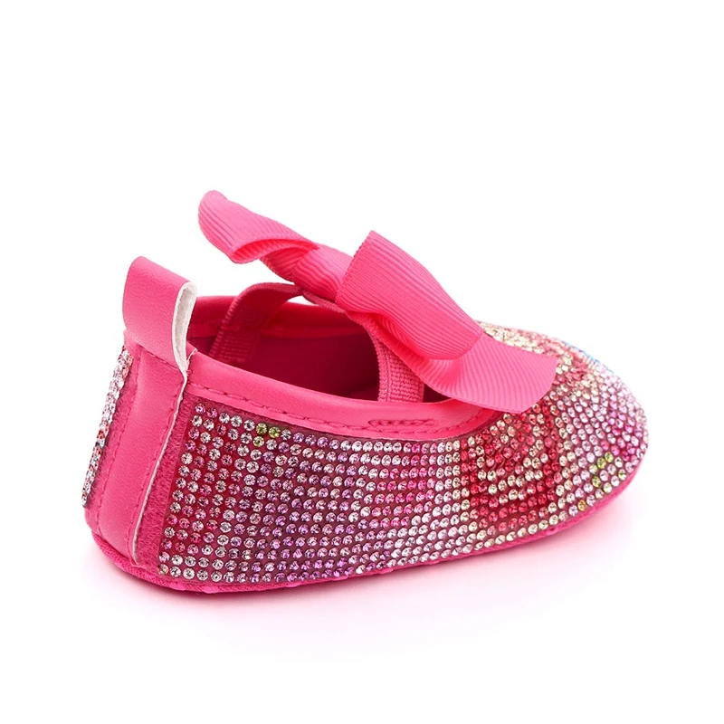 

0-12M Baby Girls Spring and Autumn Bow Princess Shoes Diamond Leopard Color Soft Sole Leather PU Toddler Shoes Prewalker