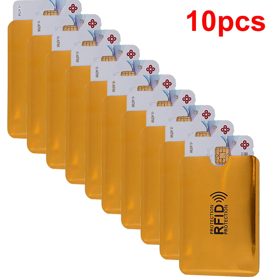 10pcs Анти Rfid кошелек Блокировка ридер замок банк держатель для карт Id банковский Чехол для карт металлический держатель для кредитных NFC алюминий 6*9,3 см - Цвет: 10pcs