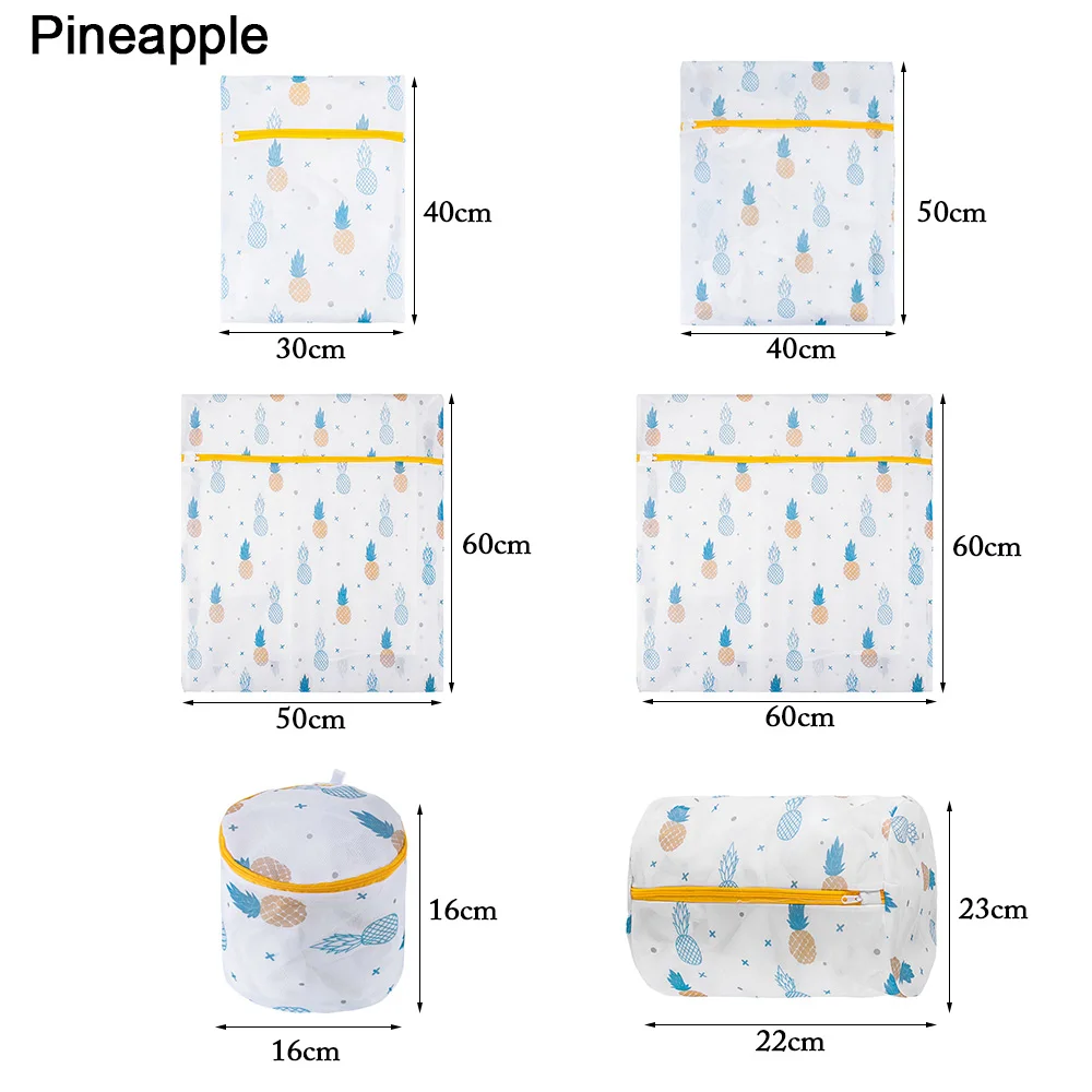 

1PC Polyester Zippered Mesh Laundry Bag Underwear Care Bra Clothes Storage Bags Pineapple Cactus Printing Home Storage Tool